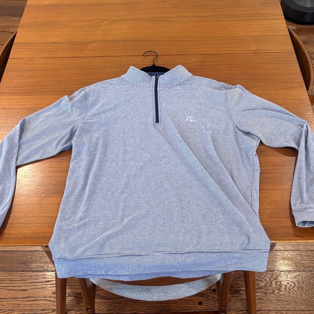 Rhoback Navy and White Striped Quarter-Zip